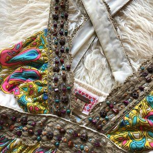 FREE PEOPLE CROSS BACK DRESS WITH BEADING DETAIL